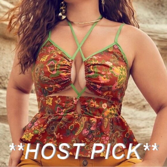 SALE!! NWOT Cami Crop Top, Curve 2XL, SHEIN Spaghetti Strap Sexy, Green - Picture 1 of 16